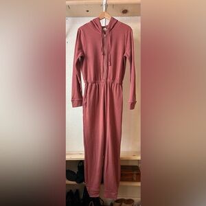 Old Navy Salmon Pink Hoodie Jumpsuit with Zipper